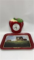 Jim Harrison Art Tray and Apple Wall Clock