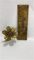 Brass Plaque and Flower
