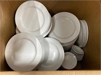 Large Box of Porcelain Dinner Plates & Bowls