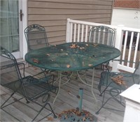 Patio set   - 4 chairs  and umbrella stand