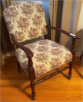 Floral Pattern Wood Arm Chair