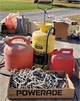 Lawn Sprayer, Fuel Cans, Safety Net