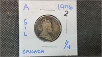 1906 Silver Canadian Quarter pw1002