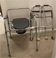 Portable toilet/chair and walker