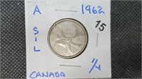 1962 Silver Canadian Quarter pw1015