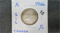 1966 Silver Canadian Quarter pw1016