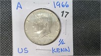 1966 Silver Kennedy Half Dollar pw1017