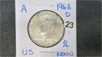 1968d Silver Kennedy Half Dollar pw1023