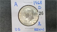 1968d Silver Kennedy Half Dollar pw1026