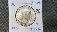 1967 Silver Kennedy Half Dollar pw1028