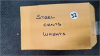 Lot of 9 1943, 43d Steel Wheat Cents pw1032