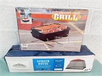 NIB CAMPING SCREEN HOUSE AND GAS GRILL BBQ