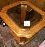 Oak Glass top End Table