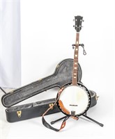 Banjo With Eagle Emblem and Hard Carrying Case