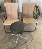 (2) Lawn Chairs and A Stool