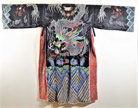 Antique Chinese Embroidered Dragon Kimono Robe