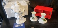 Christmas Decor - Santa Figurine & Candleholders