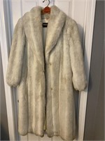White Faux Fur Full Length Coat