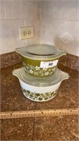 Two Pyrex Spring Blossom Casserole Dishes w/ Lids