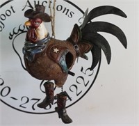 Ceramic Rooster Sheriff Bird House