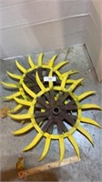Two Rotary Hoe Wheels Sunflowers
