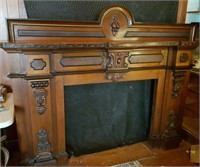Stunning 19th Century Carved Wood Fireplace Mantle