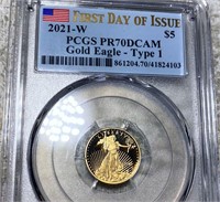 2021-W TY1 $5 Gold Half Eagle PCGS - PR 70 DCAM