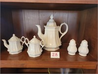 CERAMIC COFFEE SET; SALT AND PEPPER; VASES; PRESS