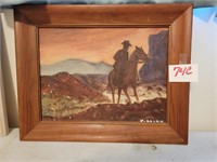 MOUNTAIN VIEW COWBOY ON HORSE DONE BY FANNIE