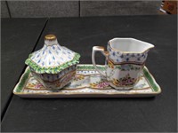 Vintage Hand Painted Porcelain Cream and Sugar