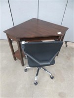 TWO TIER CORNER TABLE W/ STENO ARMCHAIR