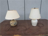 2 POTTERY TABLE LAMPS WITH SHADES
