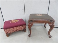 2 EMBROIDERY UPHOLSTERED SEAT FOOTSTOOLS