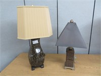 2 TABLE LAMPS W/ SHADES (CERAMIC & PORCELAIN)