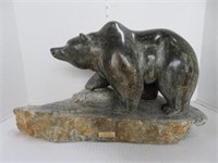 INUIT CARVED SOAPSTONE BEAR (19" LONG X 11" HIGH)