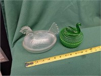 2pc - Hen on Nest & Swan Dresser Jar