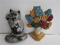 Cast Iron And Alum Flowers And Cat