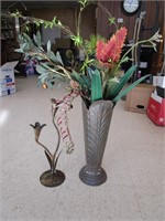 Metal Flower Vase With Candle Holder