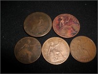 1797,1852,1900,1919 &1936 British Coppers