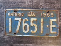 1965 Ontario License Plate Blue Crown 17651-E OLD