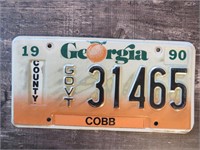 1990 Georgia USA License Plate Government Issue