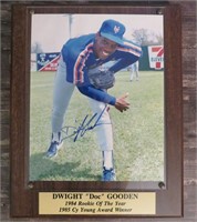 Dwight Doc Gooden Signed Photo Plaque COA Baseball