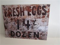 Fresh Eggs Metal Sign 13"x17"