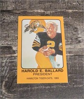 1984 Hamilton Tiger Cats CFL Harold Ballard Card