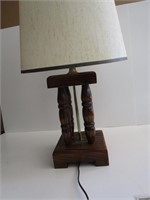 Vintage Wood Lamp 23"T W/Shade