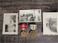 WWII USA 2 War Medals & Photograph Military Lot