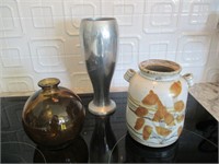 Glass, Ceramic and Pewter Vase
