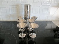 Stainless Martini Glasses and Shaker