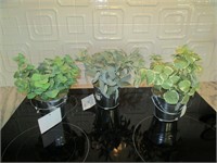 Hemispheres Faux Plants in Steel Containers