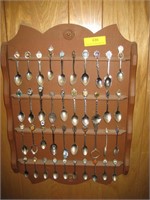 40 Collector Spoons & Wood Display